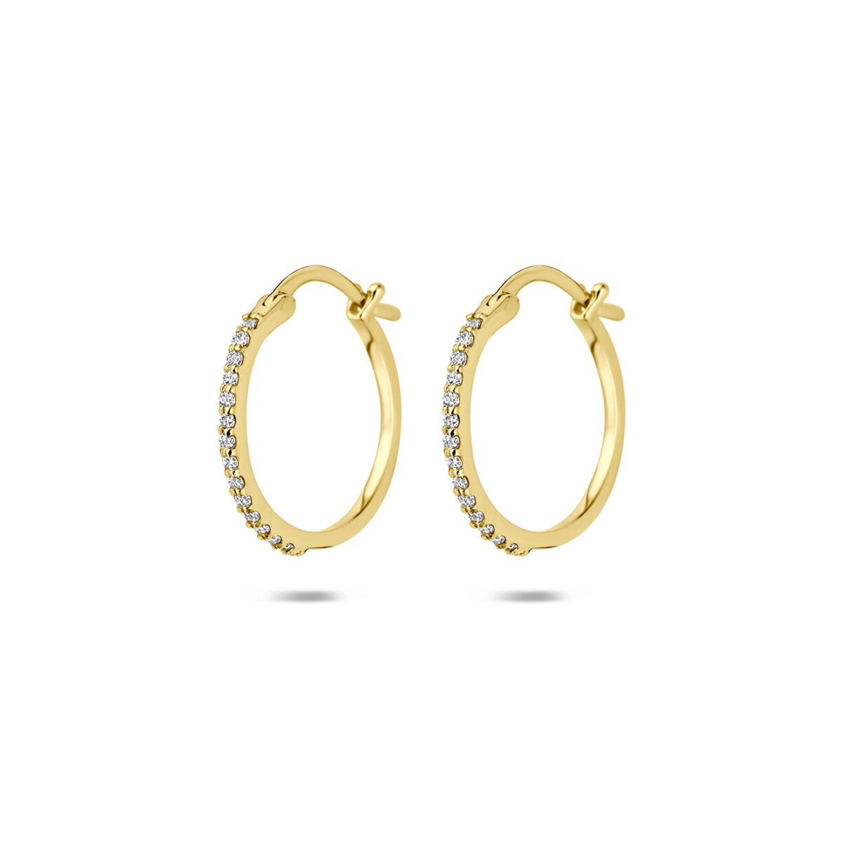 Orecchini alla creola in oro giallo 14k con diamanti lab-grown da 0,15 ct.