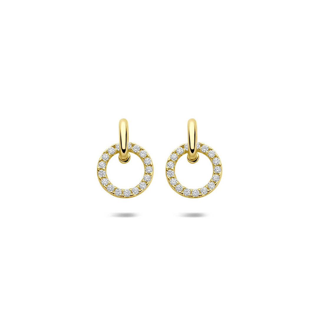 Gouden Oorhangers 14k met Zirkonia – Pavé Zetting