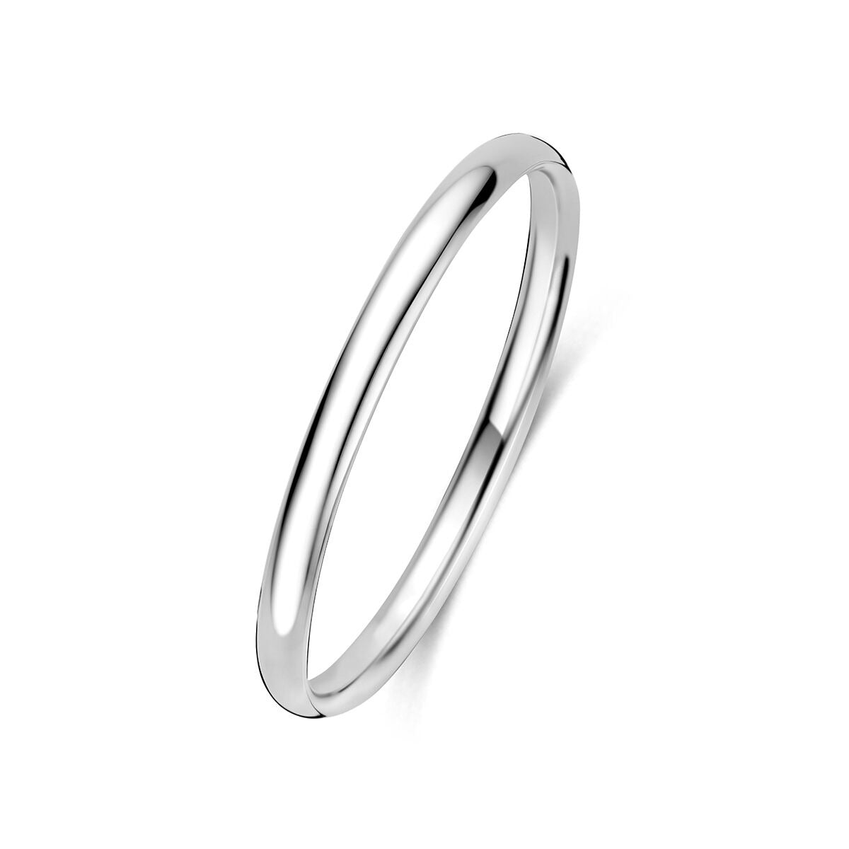 Gerhodineerde 925 zilveren bangle armband met een gladde, glanzende afwerking en een eenvoudige, strakke vorm.