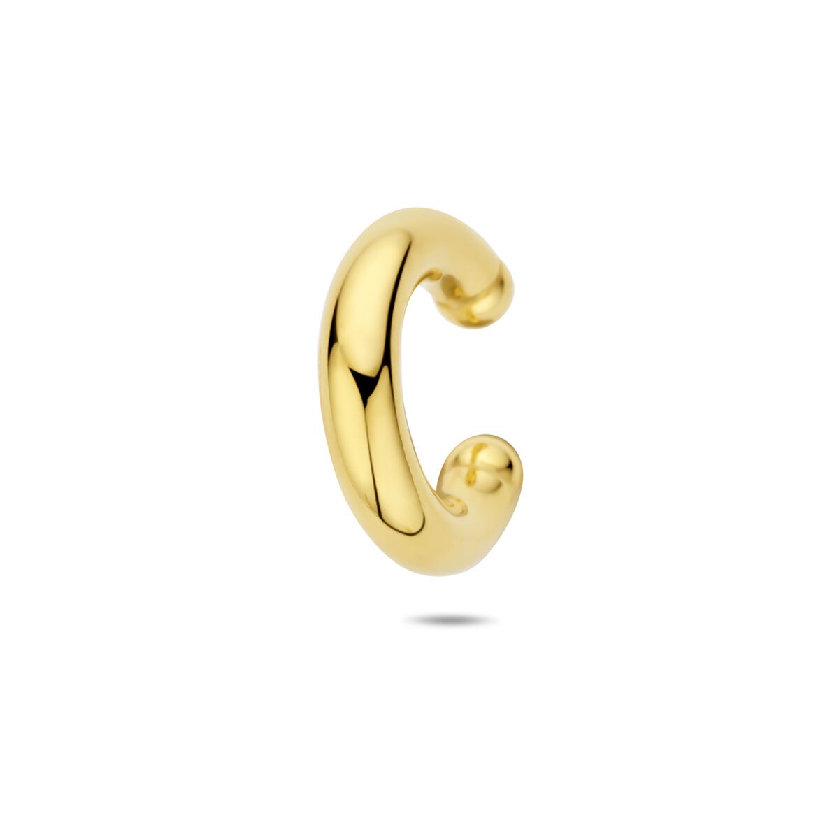 Ear cuff dorato in argento 925, forma curva, dimensioni 18 x 4 mm.