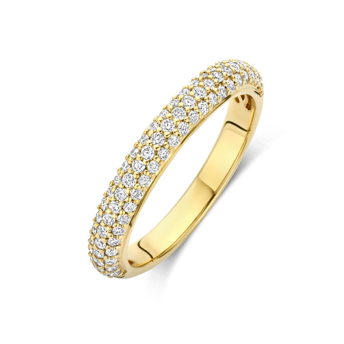 Anello in oro giallo 14k con diamanti lab-grown da 0,48 ct, design sottile e brillante.