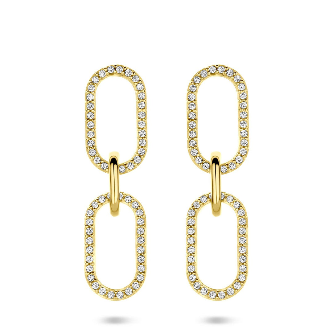 Verguld zilveren oorhangers met zirkonia – 33 mm
