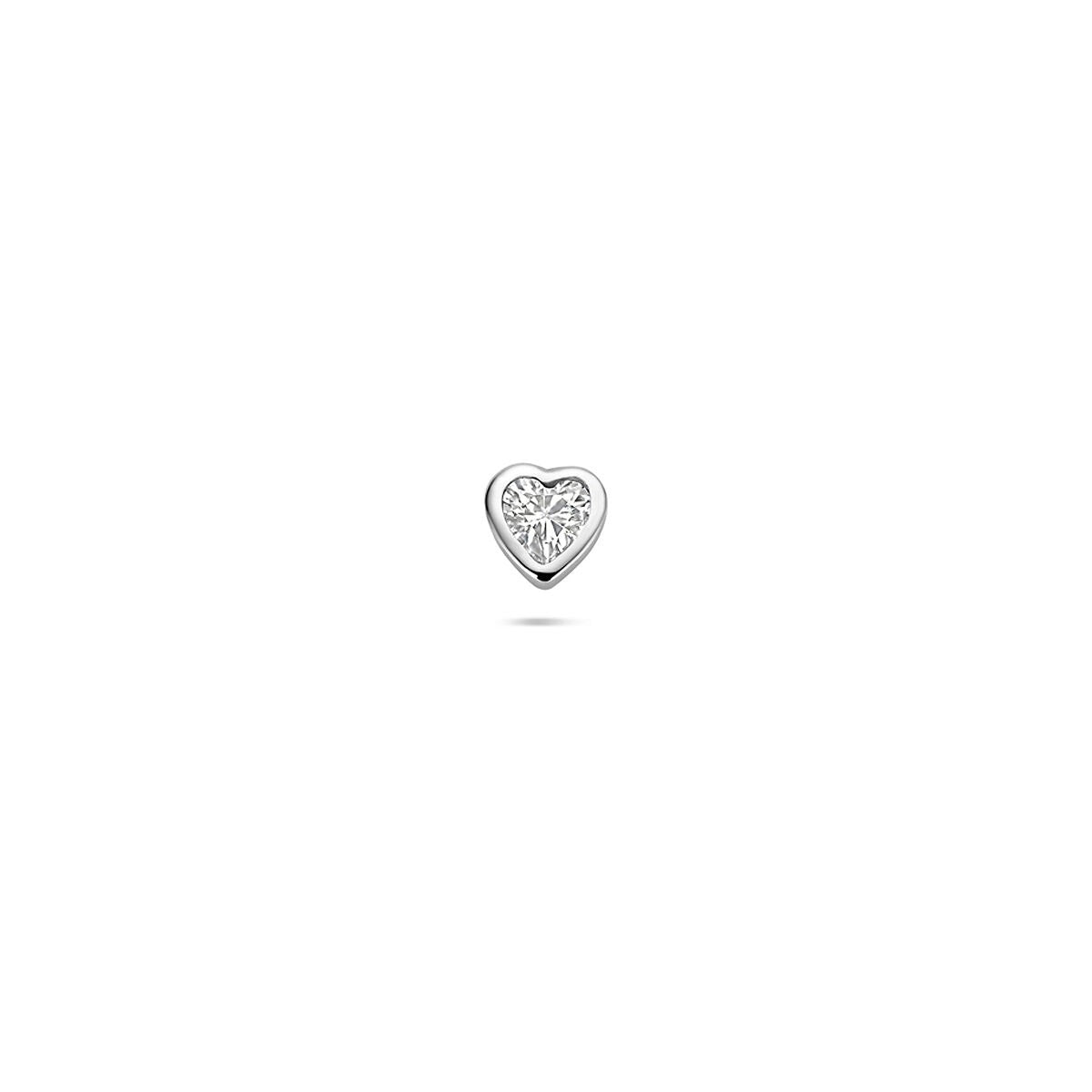 Piercing flat back in argento a cuoricino con zirconia – rodiato 925