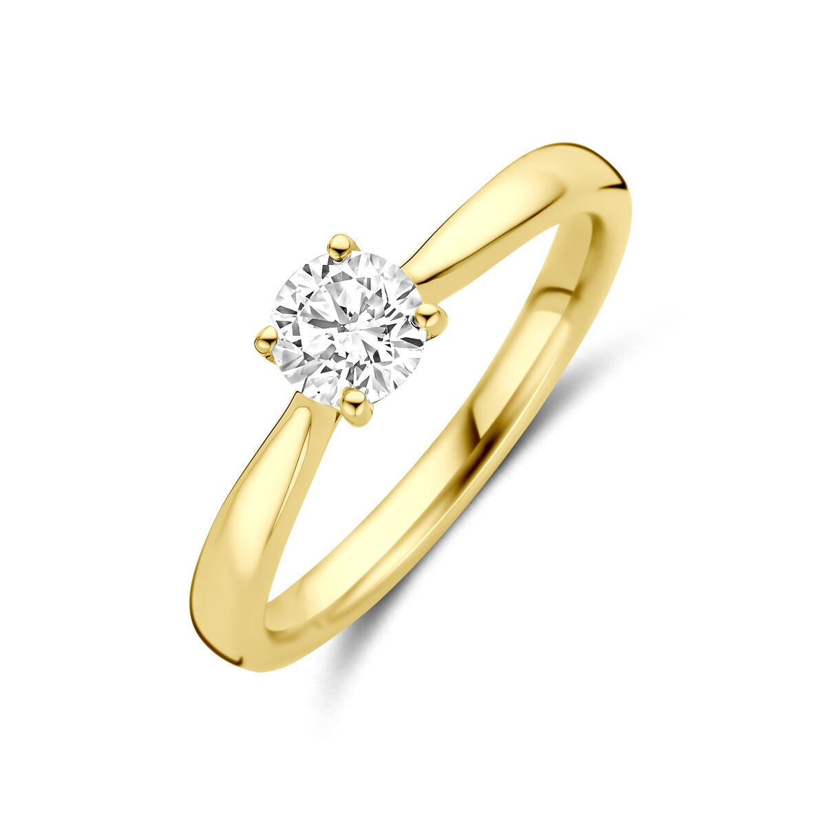 Anello in oro giallo 14k con diamante lab-grown da 0,50 ct.