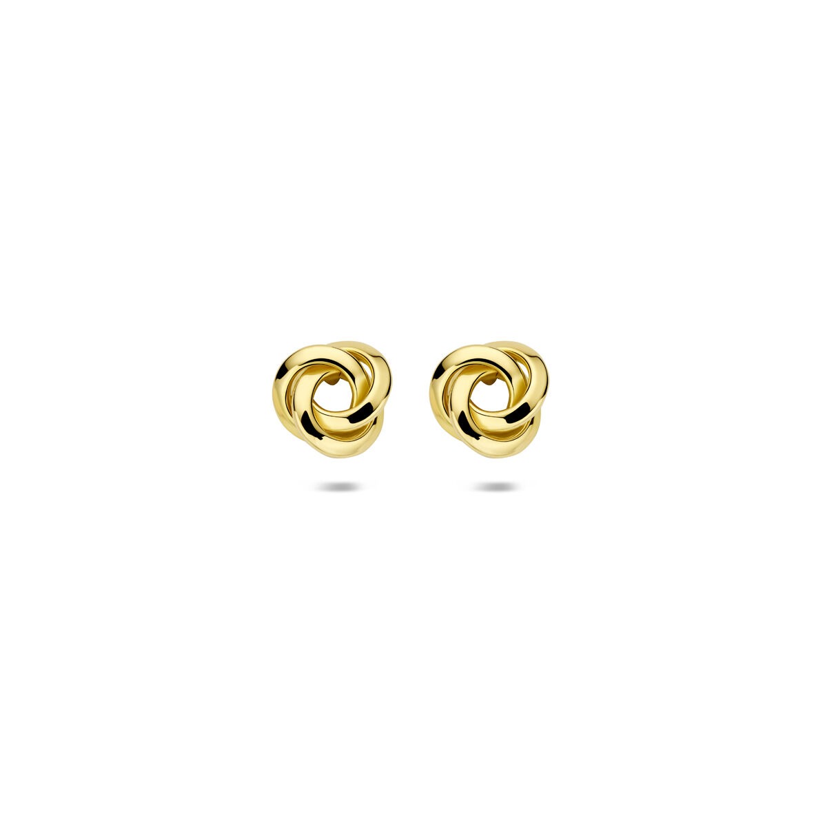 Orecchini a bottone in oro giallo 14k con design a nodo.