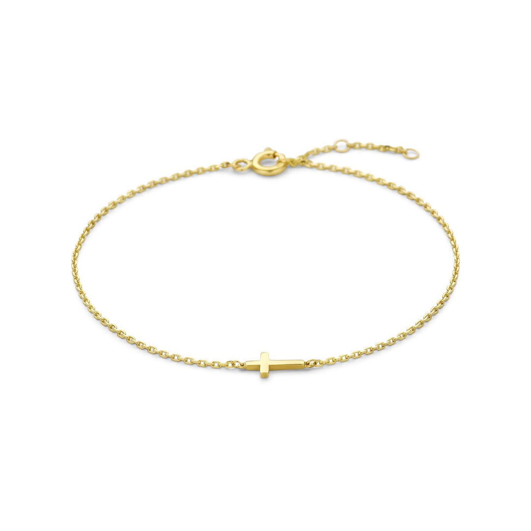 9k Geelgouden armband met kruis