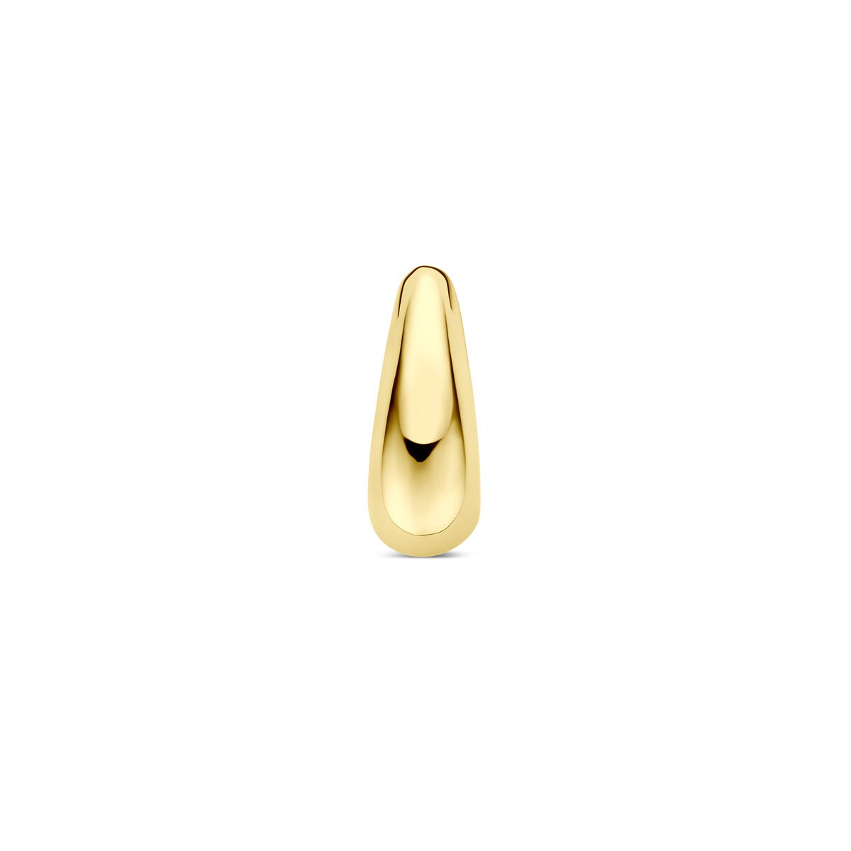 Ciondolo in oro giallo 14k, forma allungata, dimensioni 13 x 5 mm.