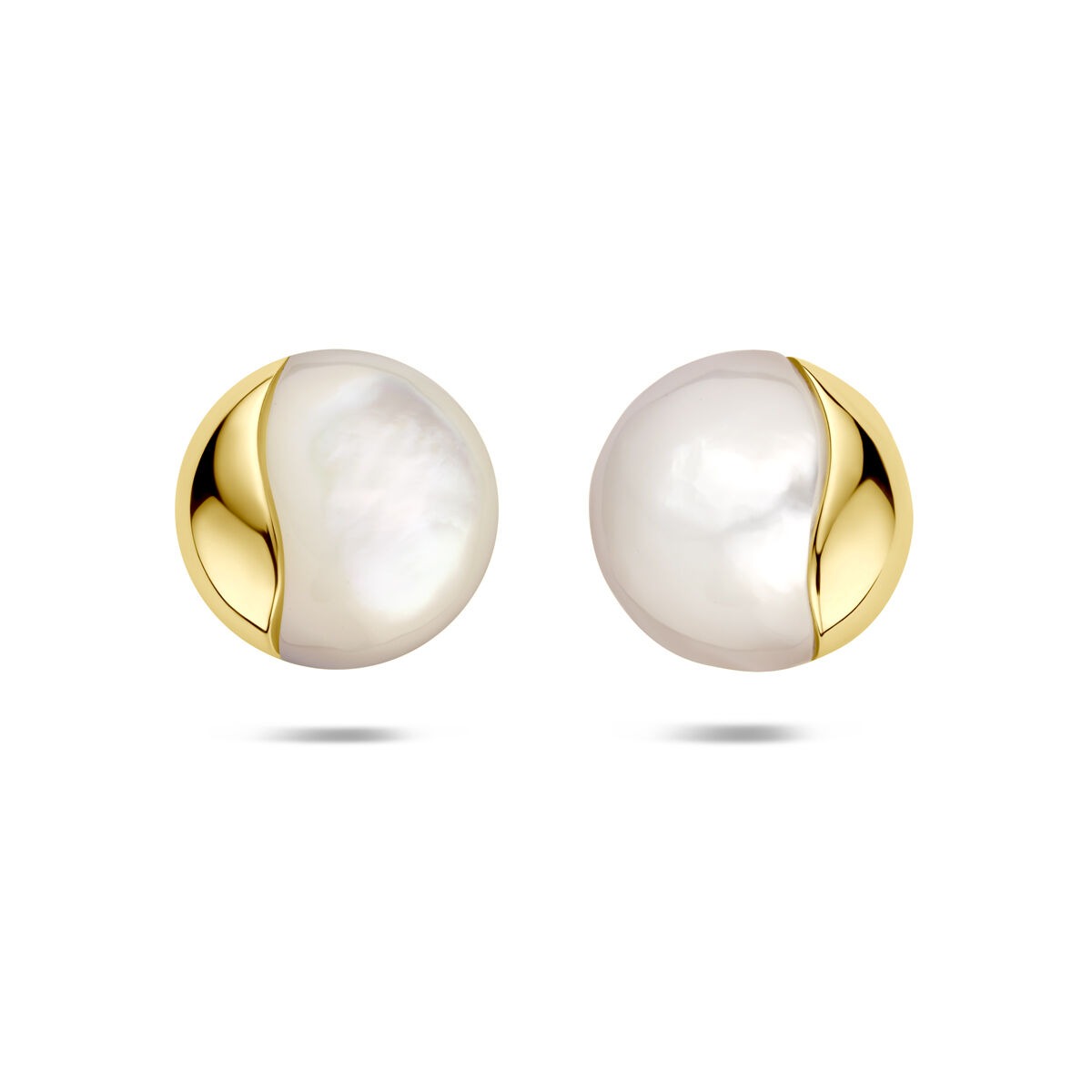 Orecchini in oro giallo 14k con perla madreperlacea di 14 mm.