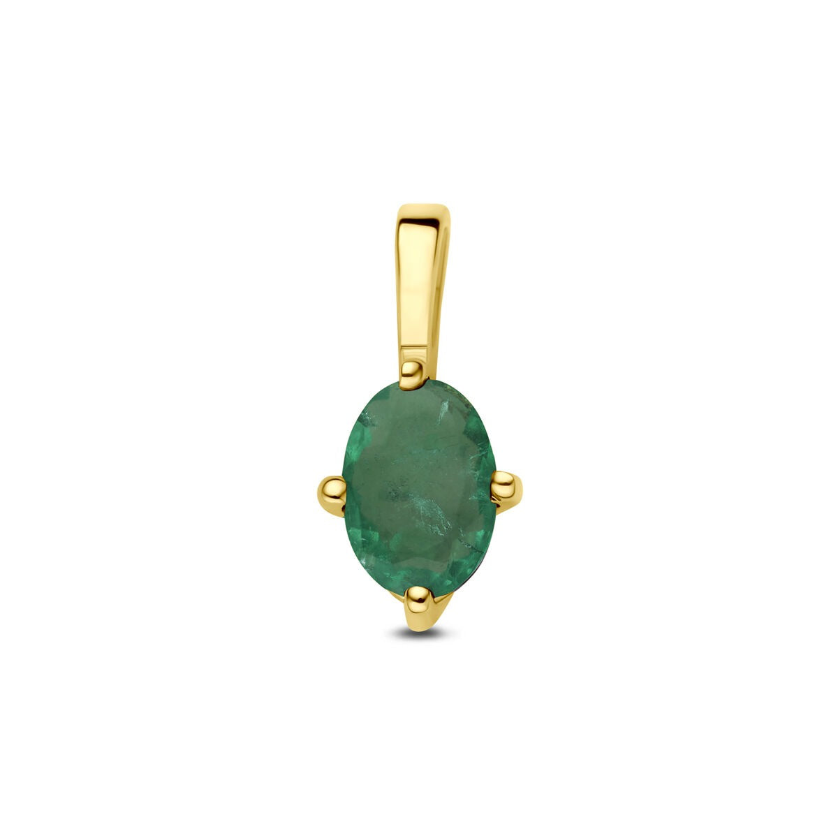 Ciondolo in oro giallo 14k con smeraldo ovale.