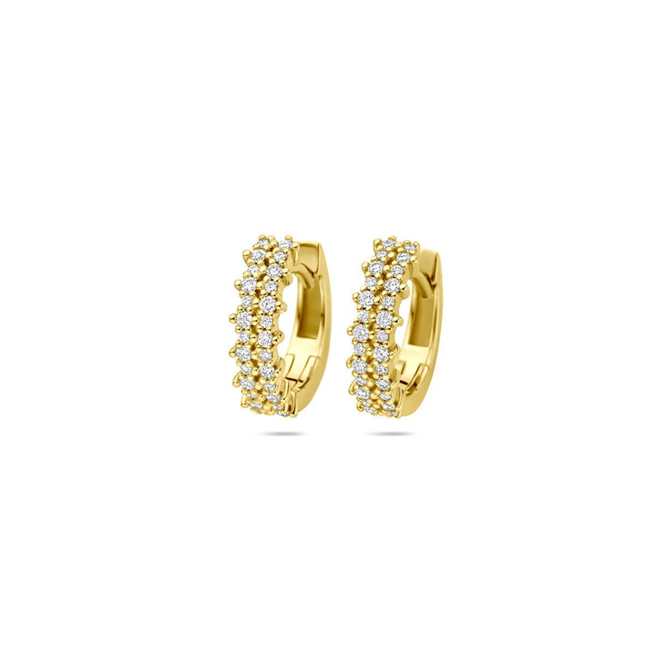 14k Geelgouden klapoorringen met diamant – 0.27 ct, 12.5 x 4 mm