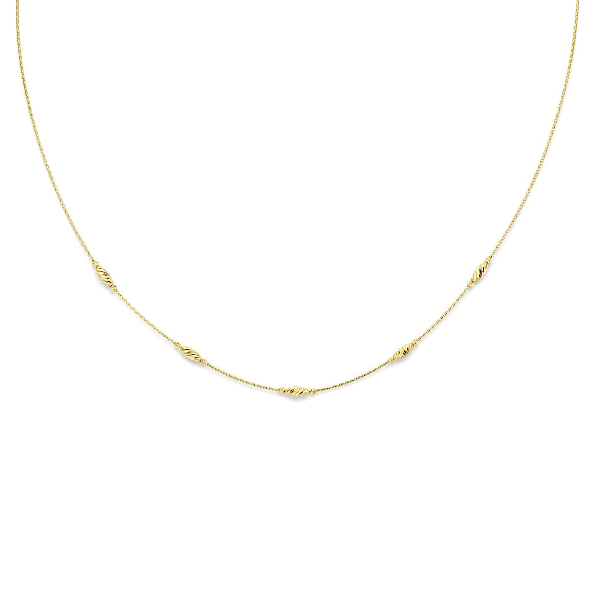 Collana in oro 14k con dettagli decorativi.