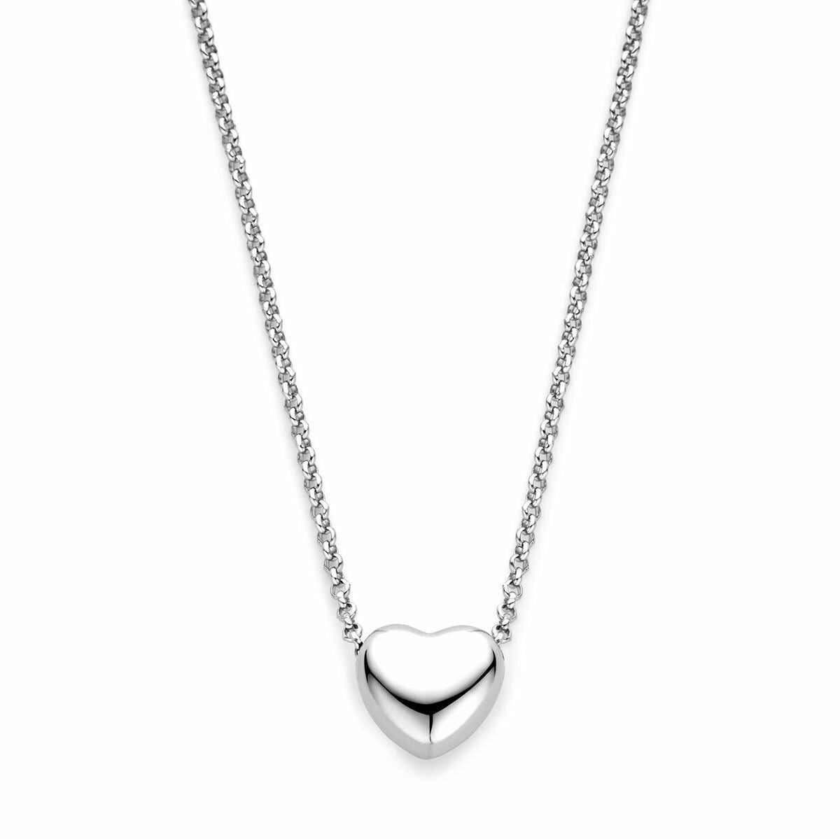 Collana gerhodinata da donna con pendente a forma di cuore, lunghezza 40-45 cm.