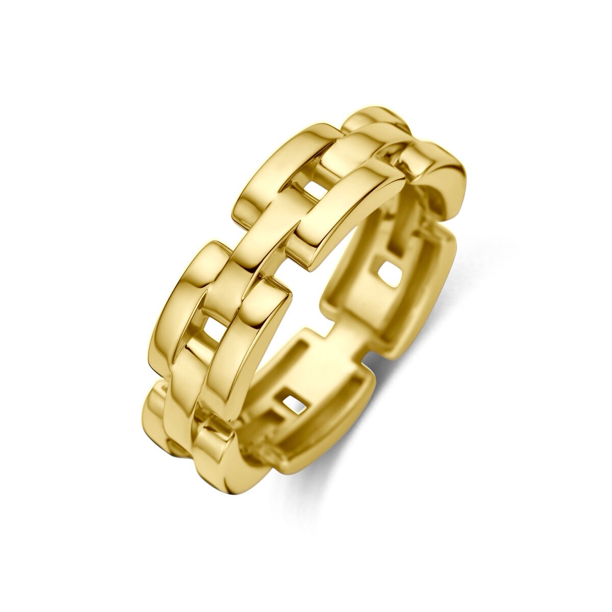 Anello da donna in oro giallo 14k con design a catena.