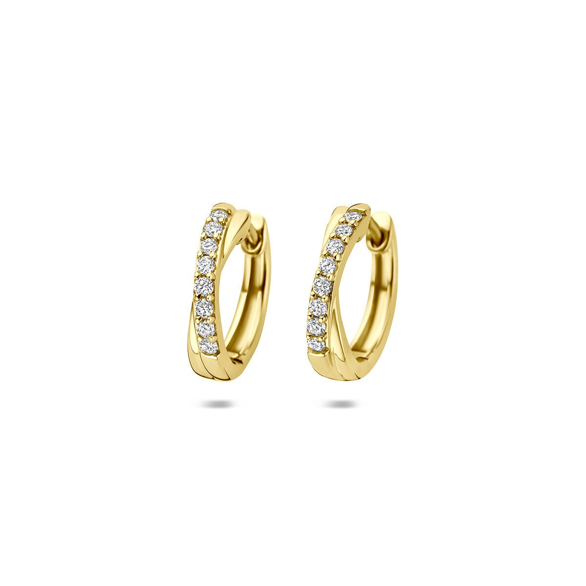 Orecchini alla creola in oro giallo 14k con diamanti lab-grown da 0,20 ct.