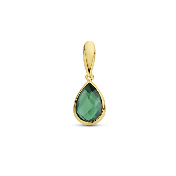 9k geelgouden hanger met groene agaat