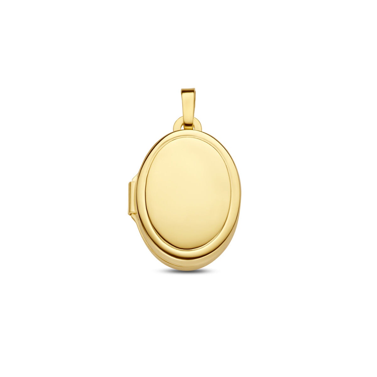 Medaillon ovale in oro giallo 9 carati con finitura lucida.