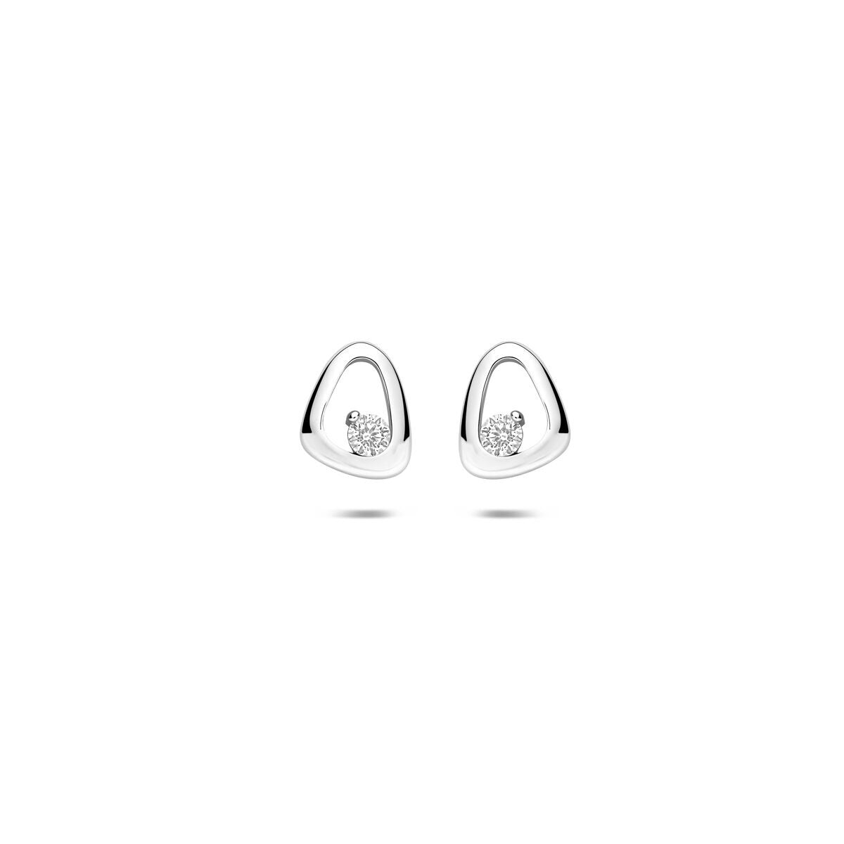 Orecchini in argento 925 rodiato con zircone, forma a goccia, diametro 7,5 mm.