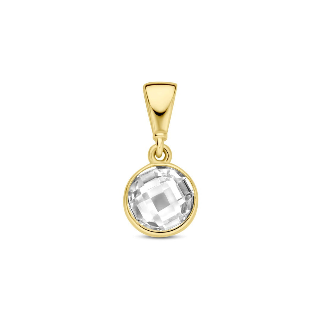 9k Geelgouden hanger met zirkonia rond