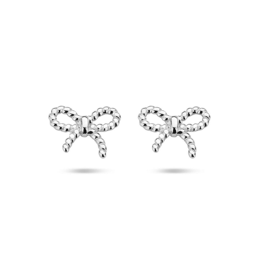 Zilveren oorknoppen strikje – gerhodineerd 925 zilver, 6.5 x 8 mm