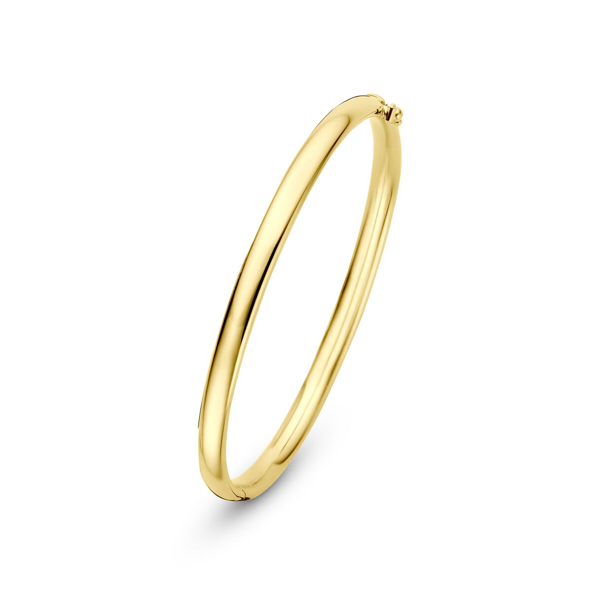 Bracciale bangle in oro giallo 9k con forma ovale e nucleo in argento.