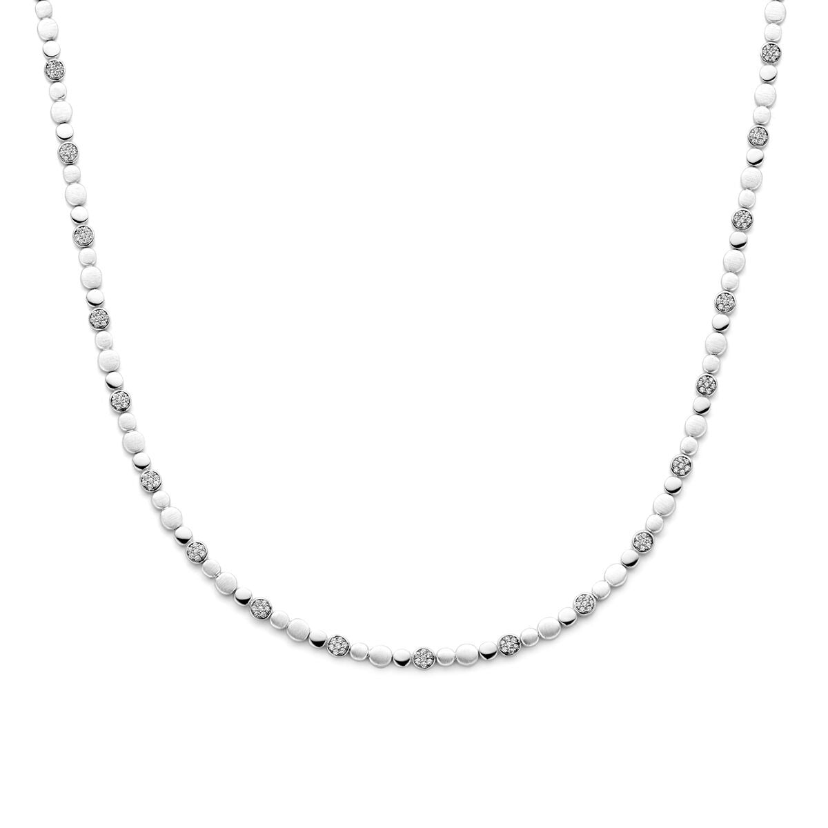 Collana da donna in argento rodiato 925 con zircone, spessore 5,1 mm, lunghezza 45 cm.