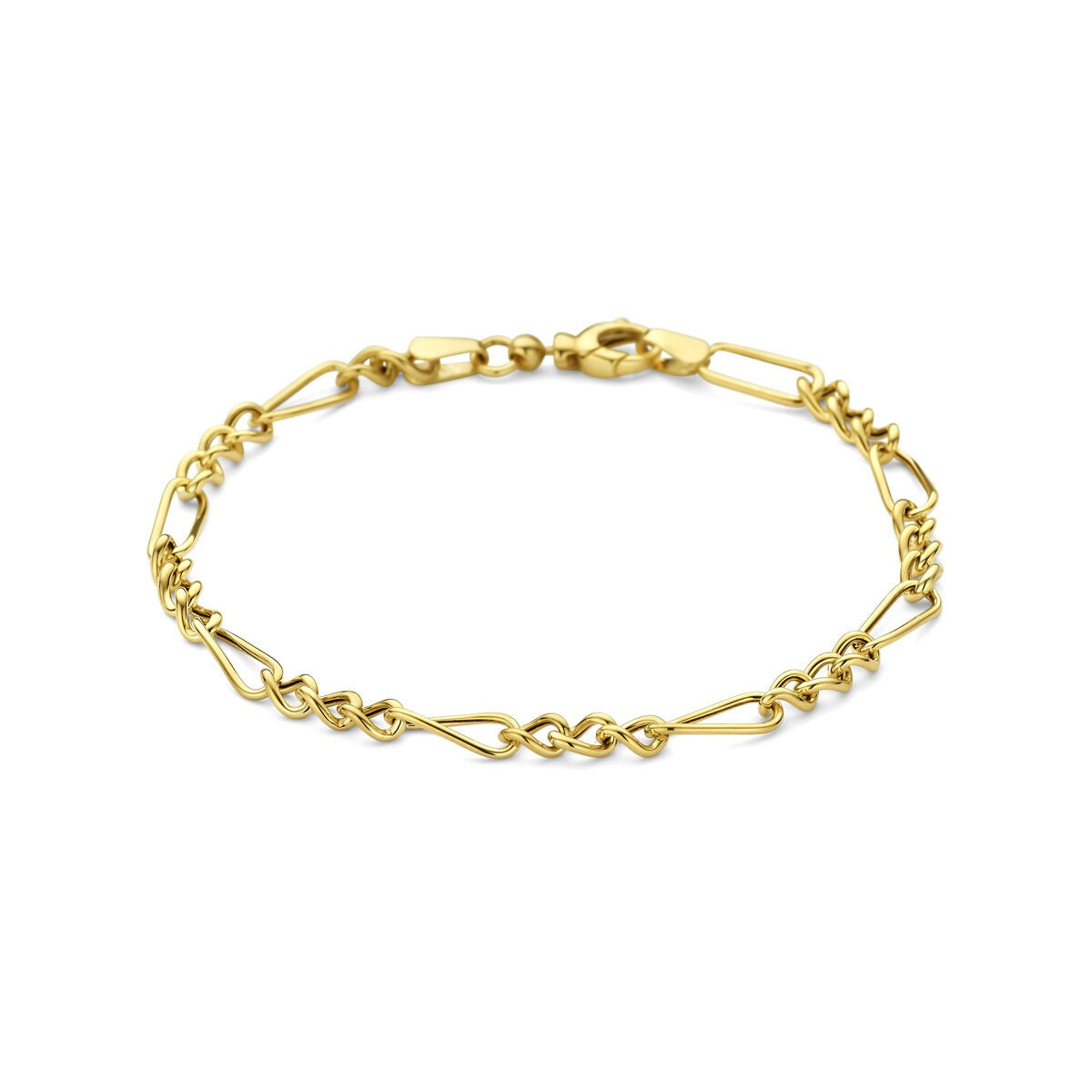 Bracciale in oro giallo 9k con maglie ad ancoraggio di 4 mm.