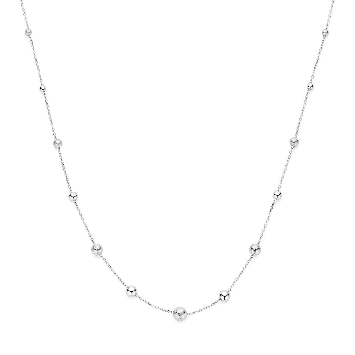 Gerhodineerd 925 zilveren collier met bolletjes in een fijne schakelstructuur.