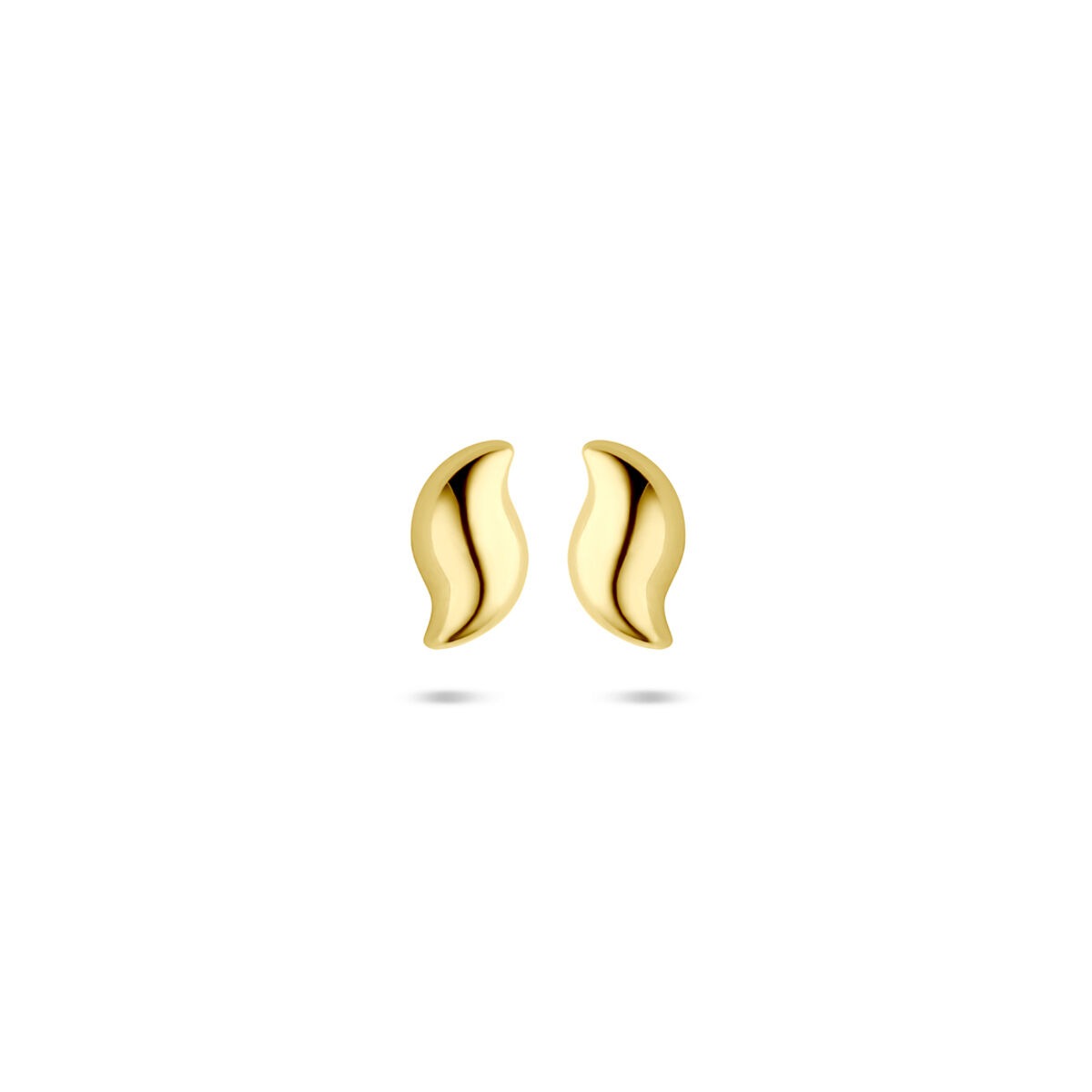 Orecchini in oro giallo 14k con forma ondulata e finitura lucida.