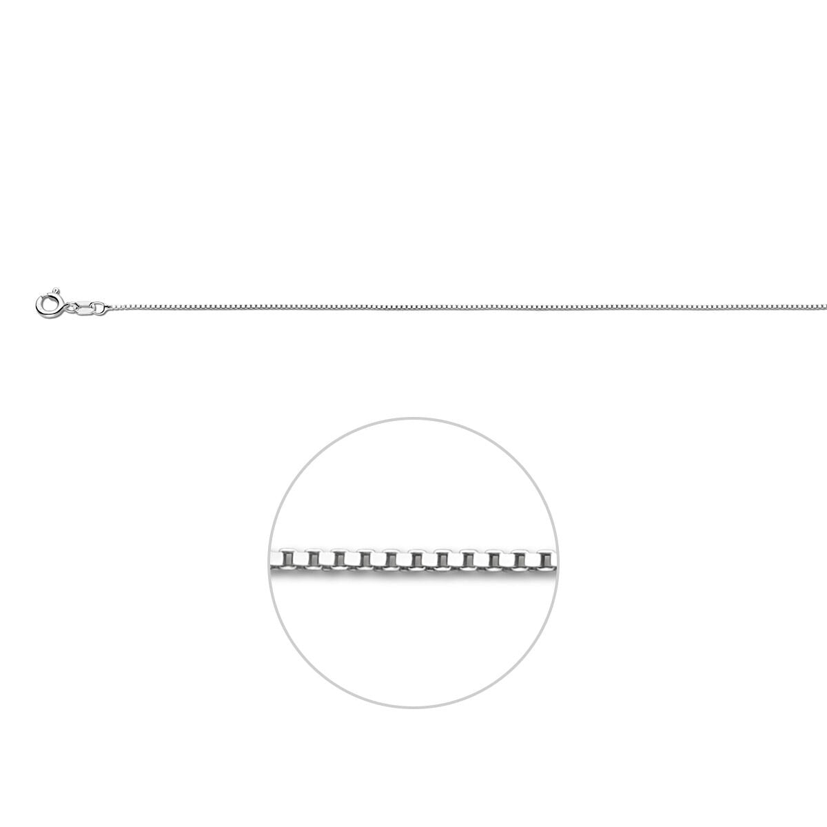 Zilveren gerhodineerde Venetiaanse schakelketting zonder hanger met een strakke, moderne afwerking.