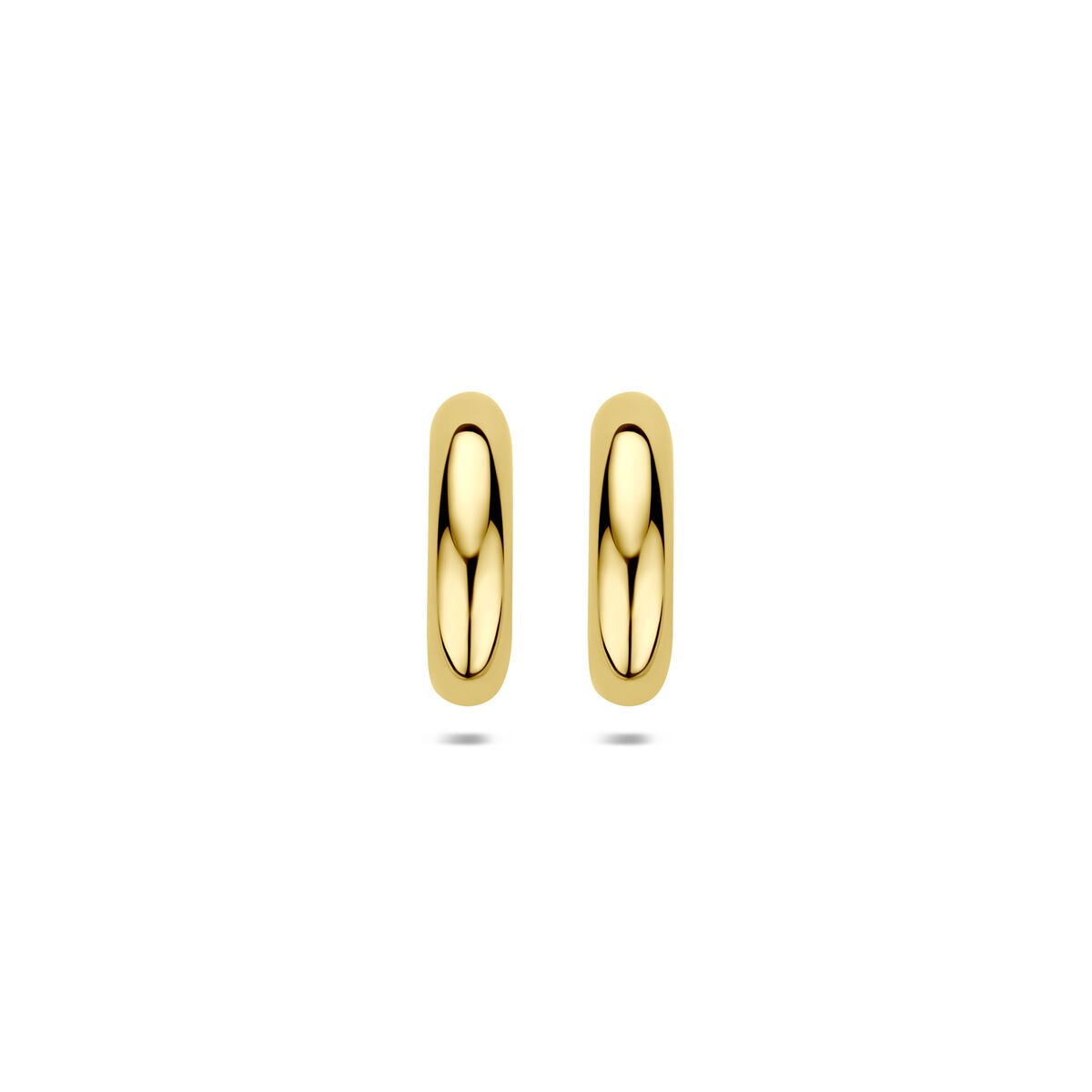 Orecchini a stecca in oro giallo 14k, con forma ovale e finitura lucida.