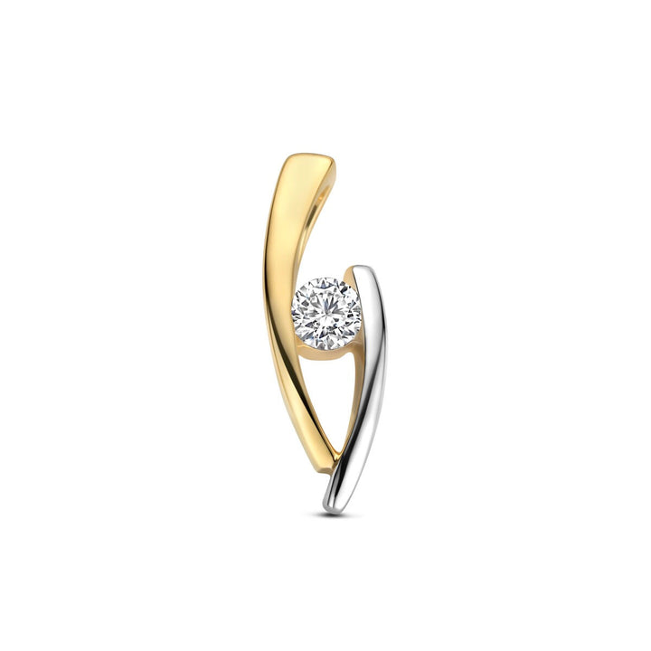 9k Geelgouden bicolor hanger met zirkonia