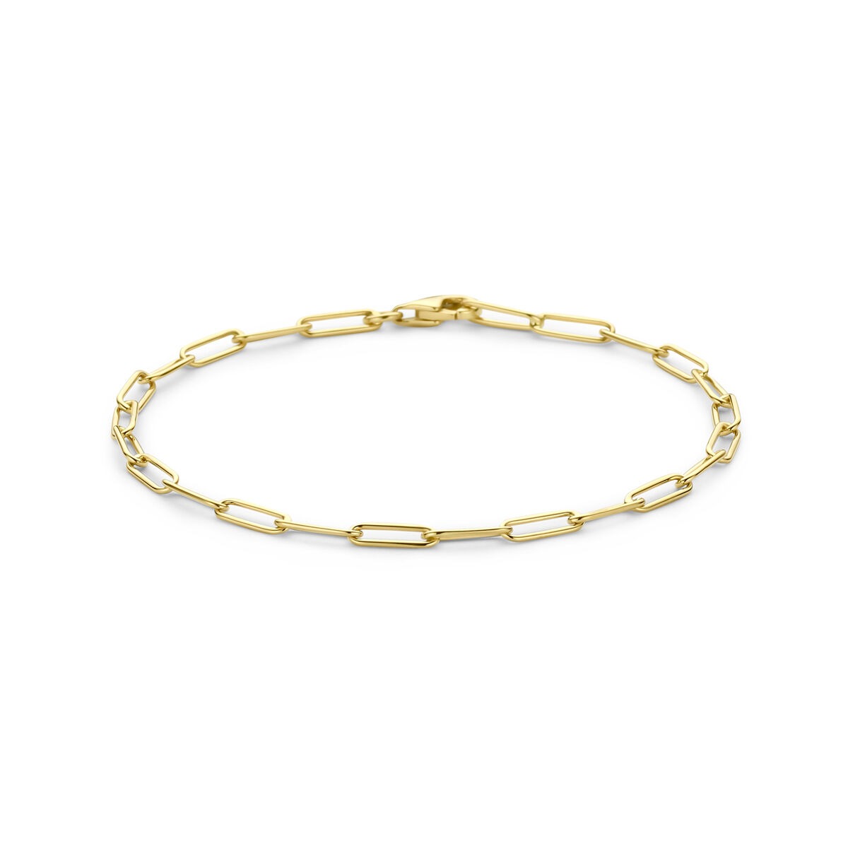 Bracciale in oro giallo 14k con maglie a forma di anello.