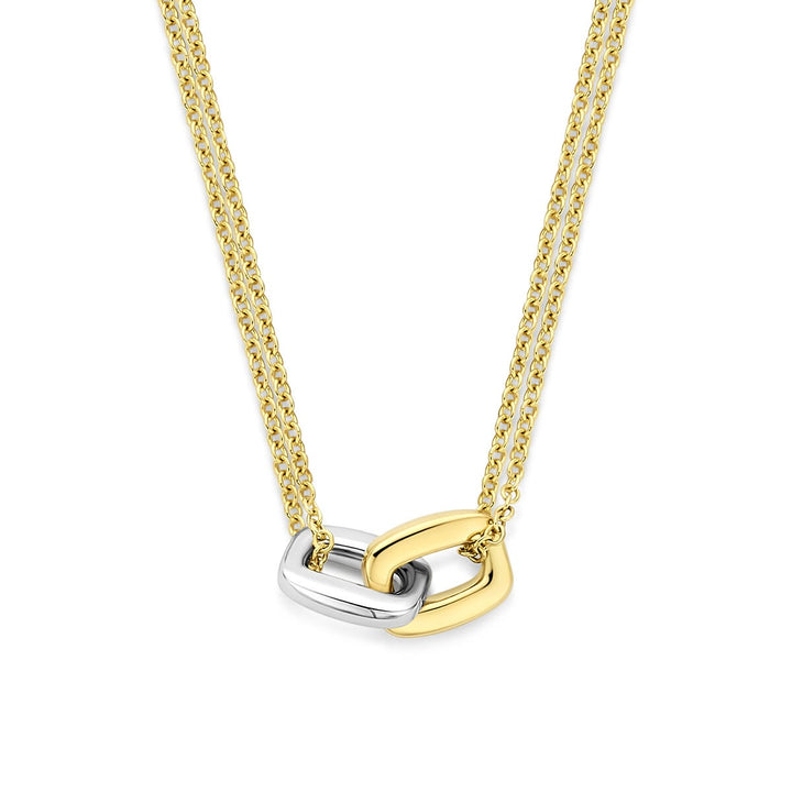 14k Bicolor gouden ketting met rechthoek hanger
