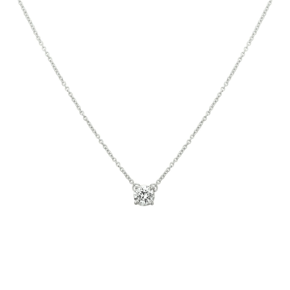 Collana in argento rodiato 925 con zirconi, con un pendente centrale.