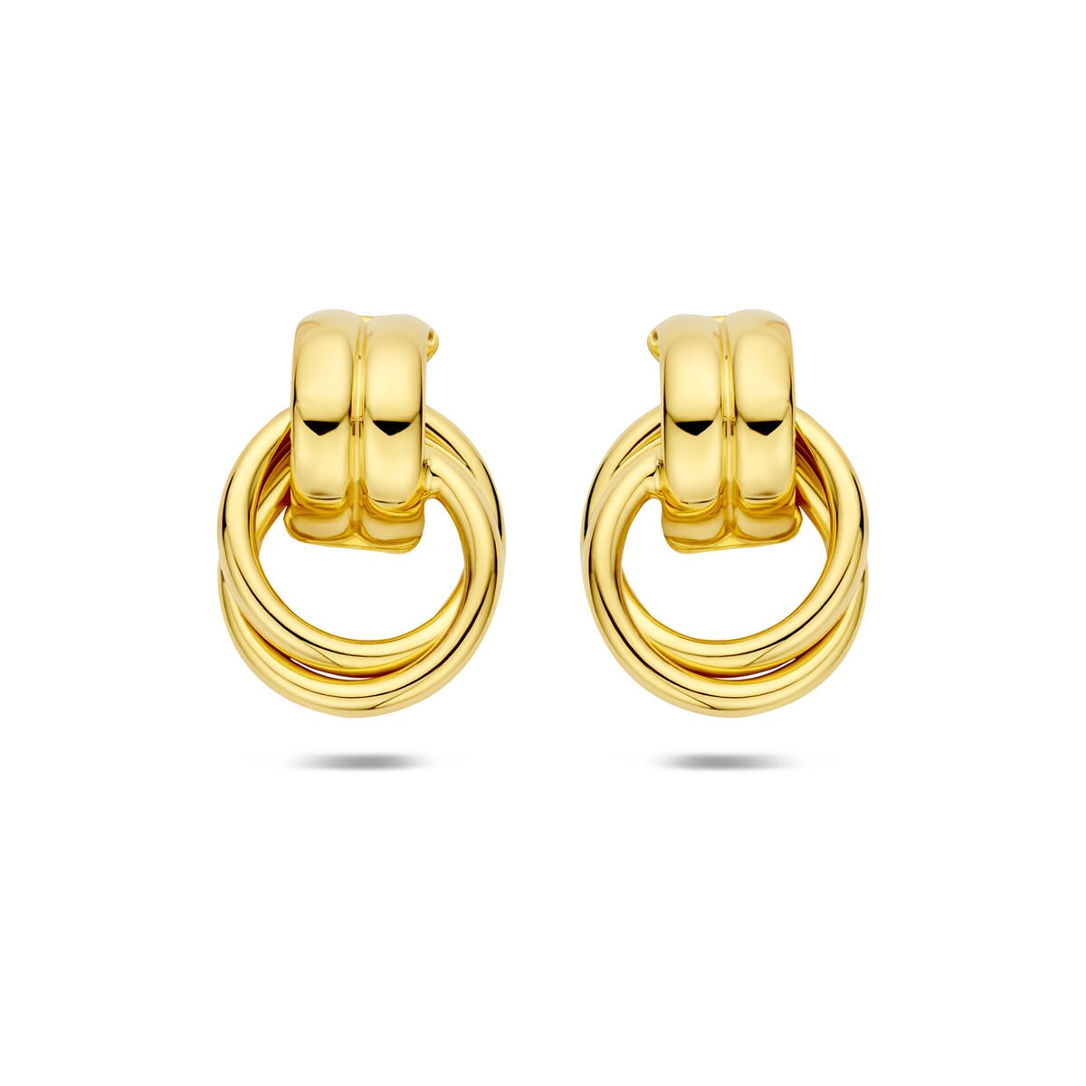Orecchini a cerchio in argento 925 placcato oro, dimensioni 20 x 13,5 mm.