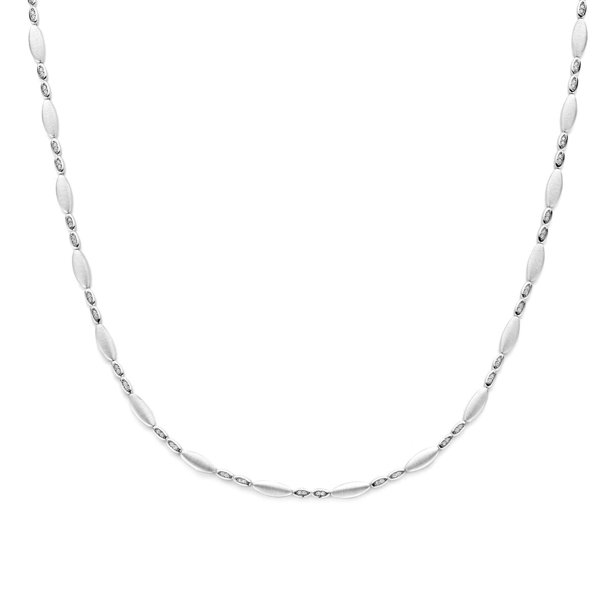 Collana argento con zirconi, 4,7 mm di larghezza e lunghezza di 45 cm.