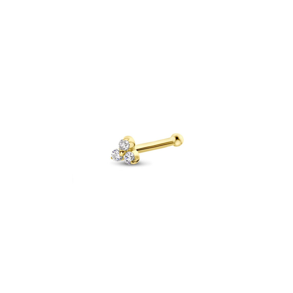 Piercing al naso in oro giallo 14k con zirconi in incastonatura a entourage.