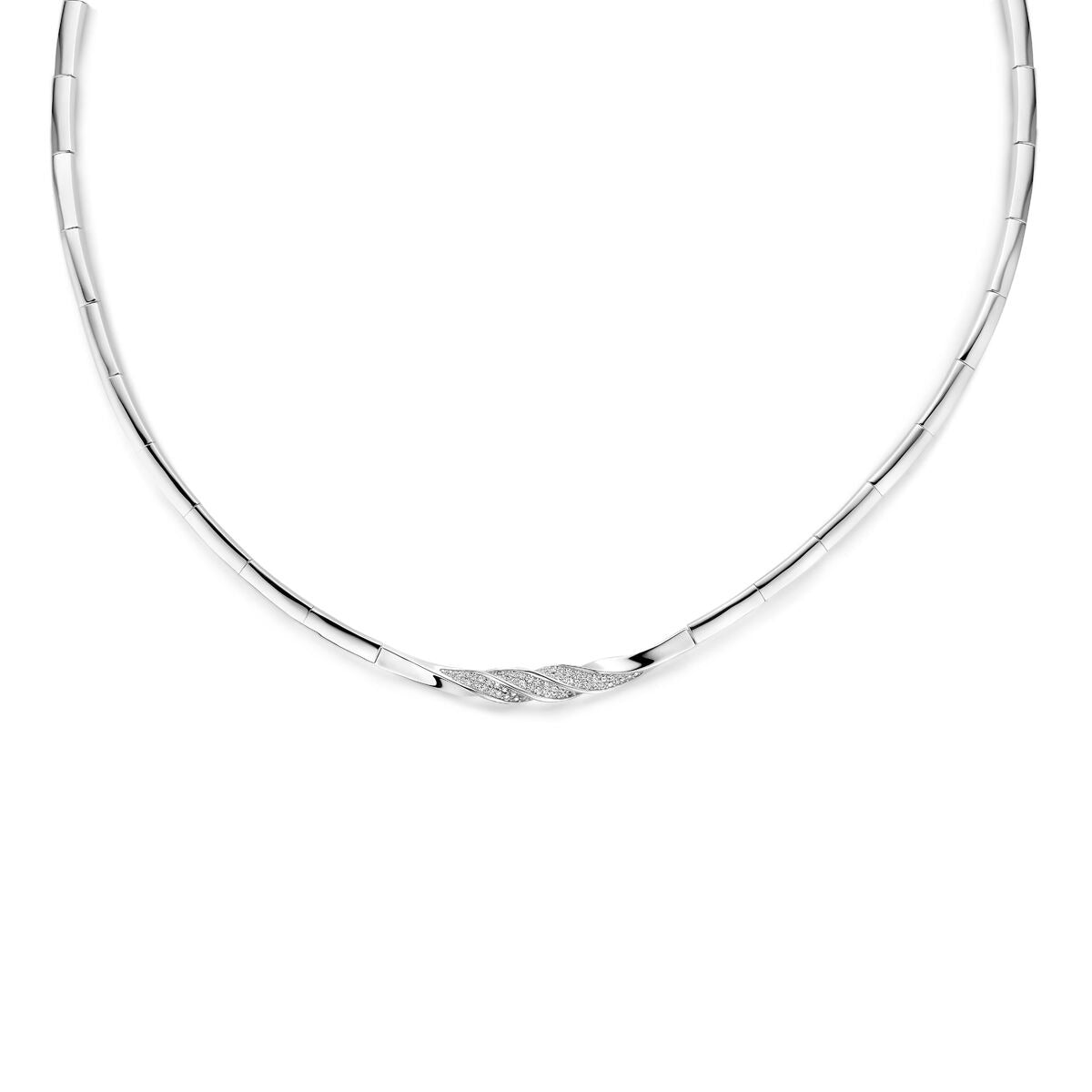 Collana in argento 925 rodiato con dettagli in zirconia.