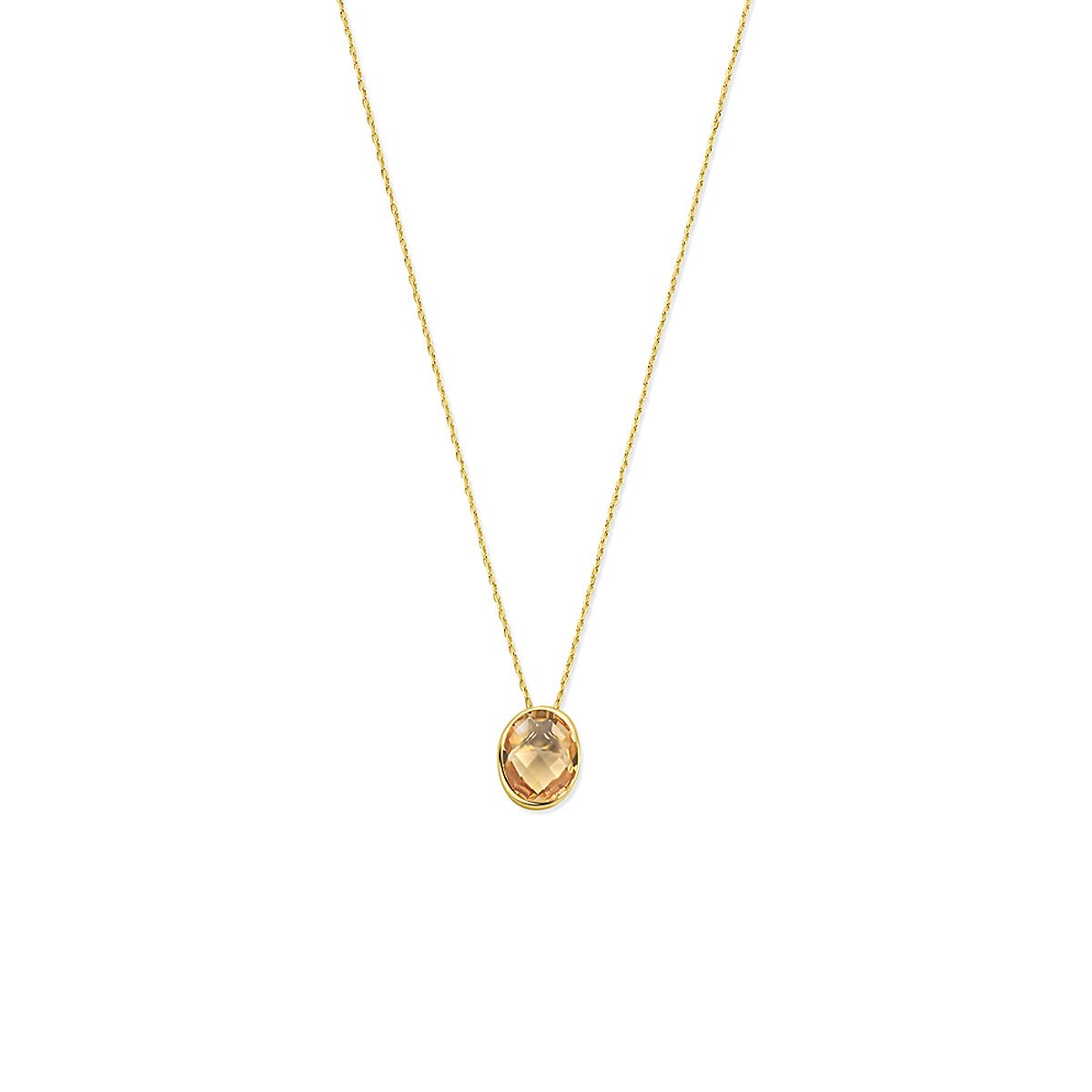 Collana in oro giallo 14k con citrino, lunghezza 41-45 cm.