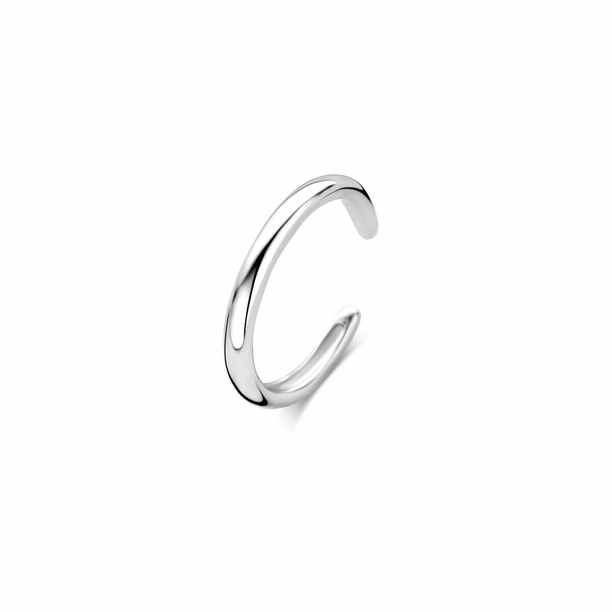 Ear cuff in argento 925 rodiato con finitura lucida e design ondulato.