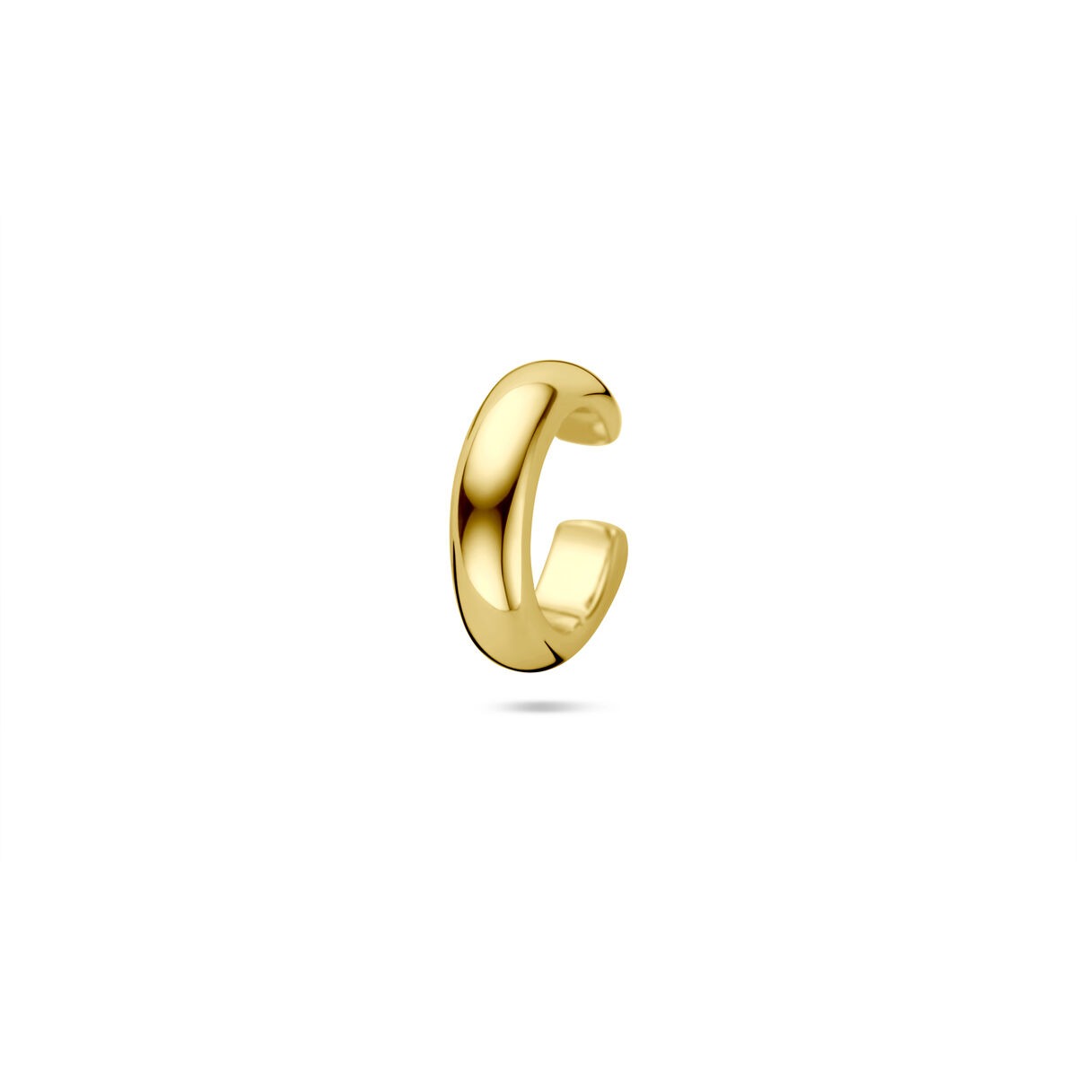 Ear cuff dorato in argento 925, con finitura lucida e forma ondulata.