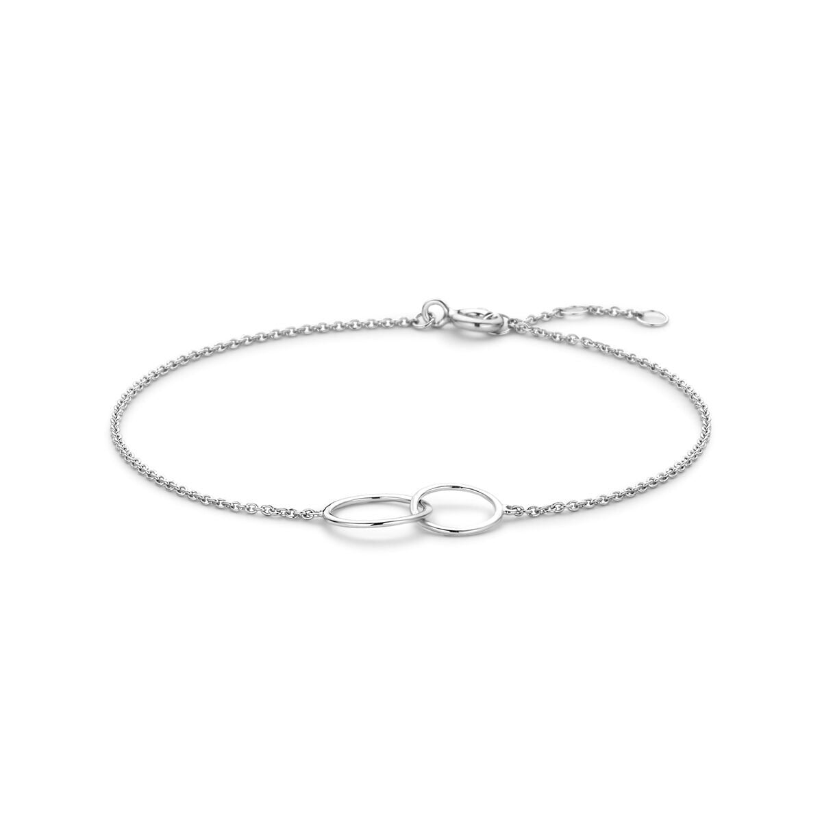 Gerhodineerde 925k zilveren armband met schakels en een ronde hanger.