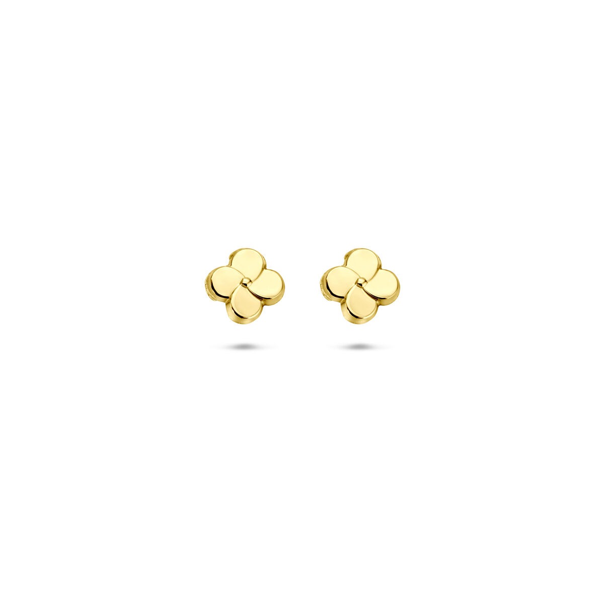 Orecchini a forma di fiore in oro giallo 14k, diametro di 5 mm.