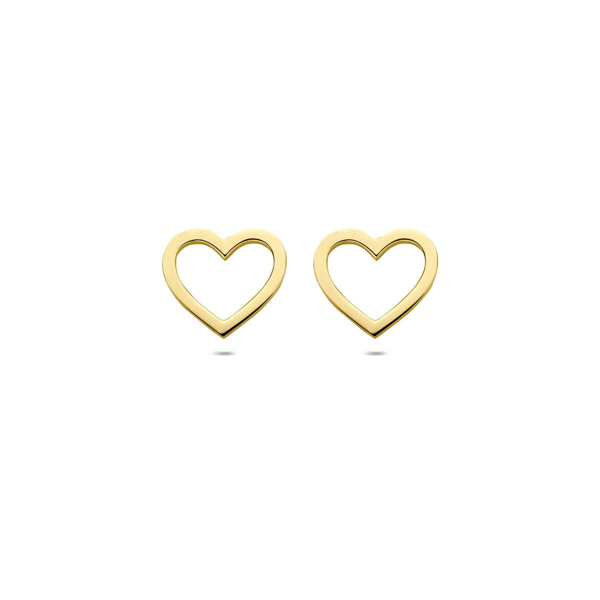 Orecchini a forma di cuore in oro giallo 14k con finitura lucida.