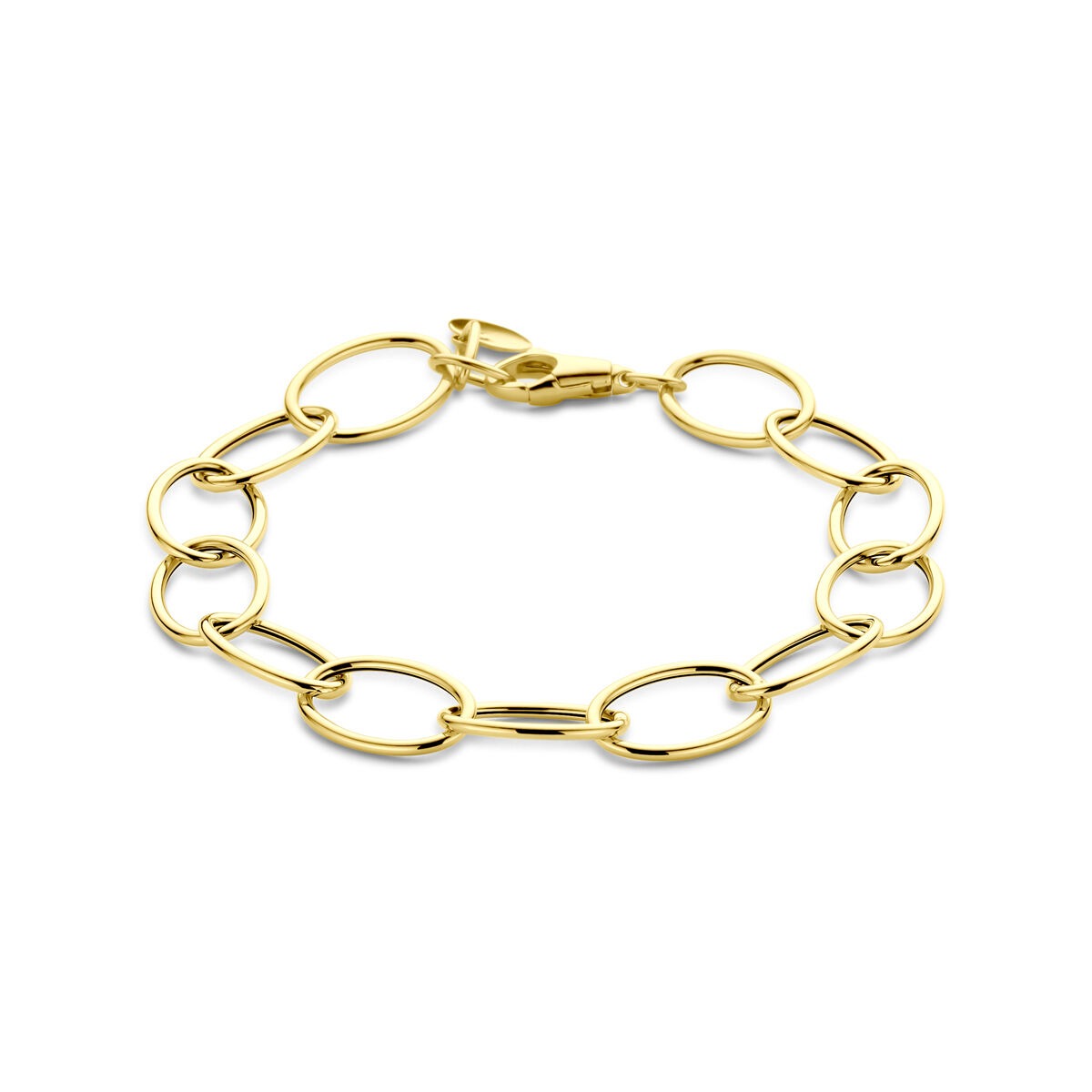 Bracciale da donna in oro giallo 14k con maglie a catena.
