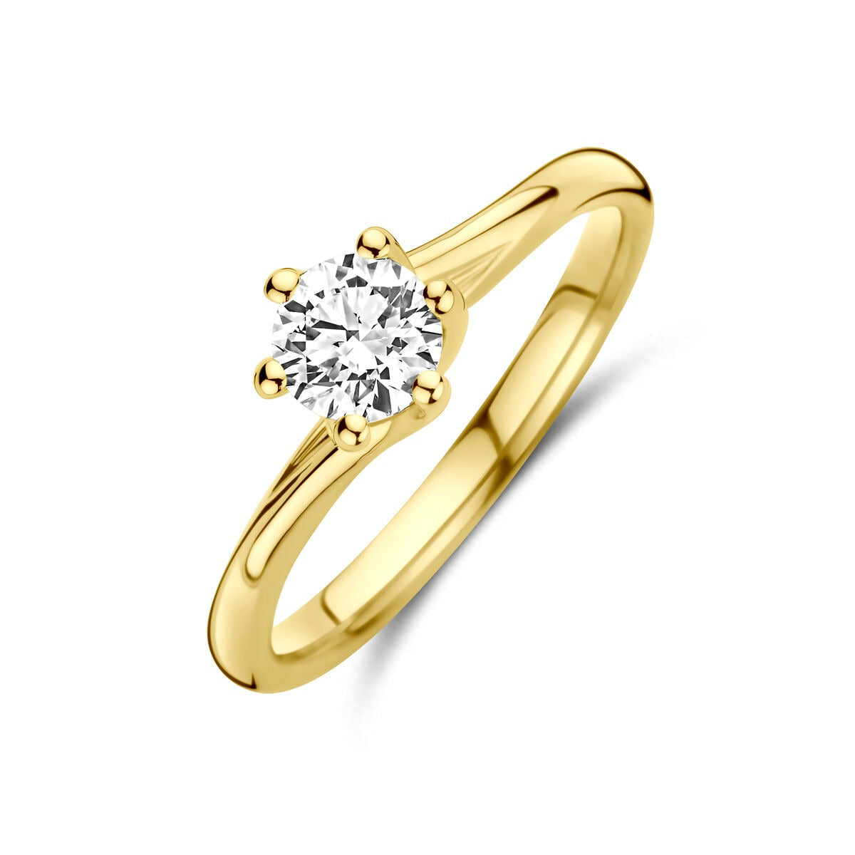 Anello in oro giallo 14k con diamante lab-grown di 0,50 ct.