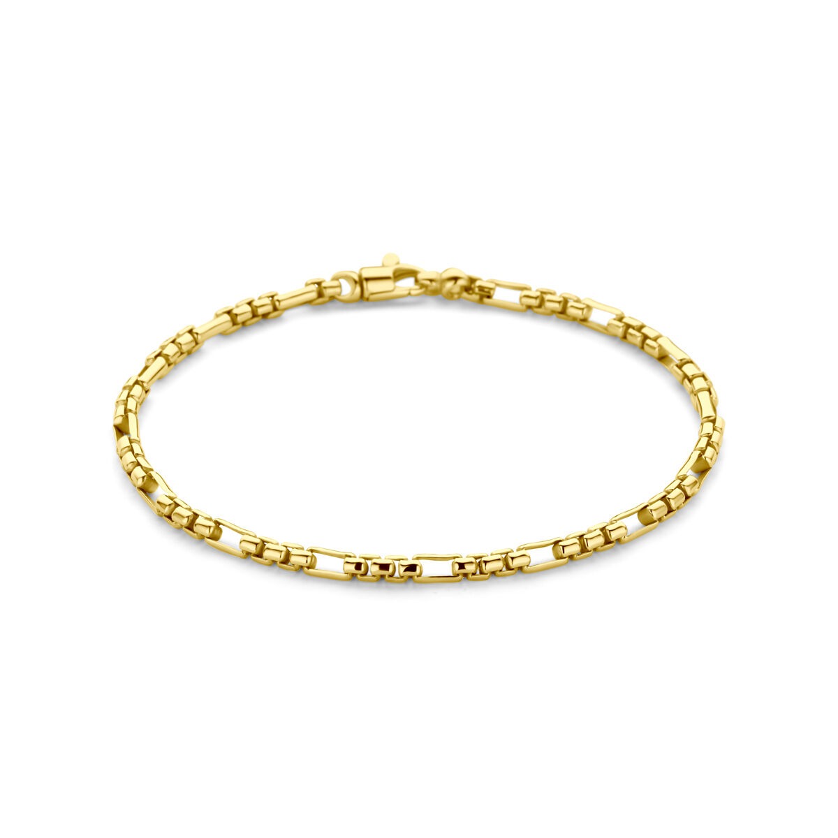 Bracciale da donna in oro giallo 14k con nucleo argentato, largo 3 mm.