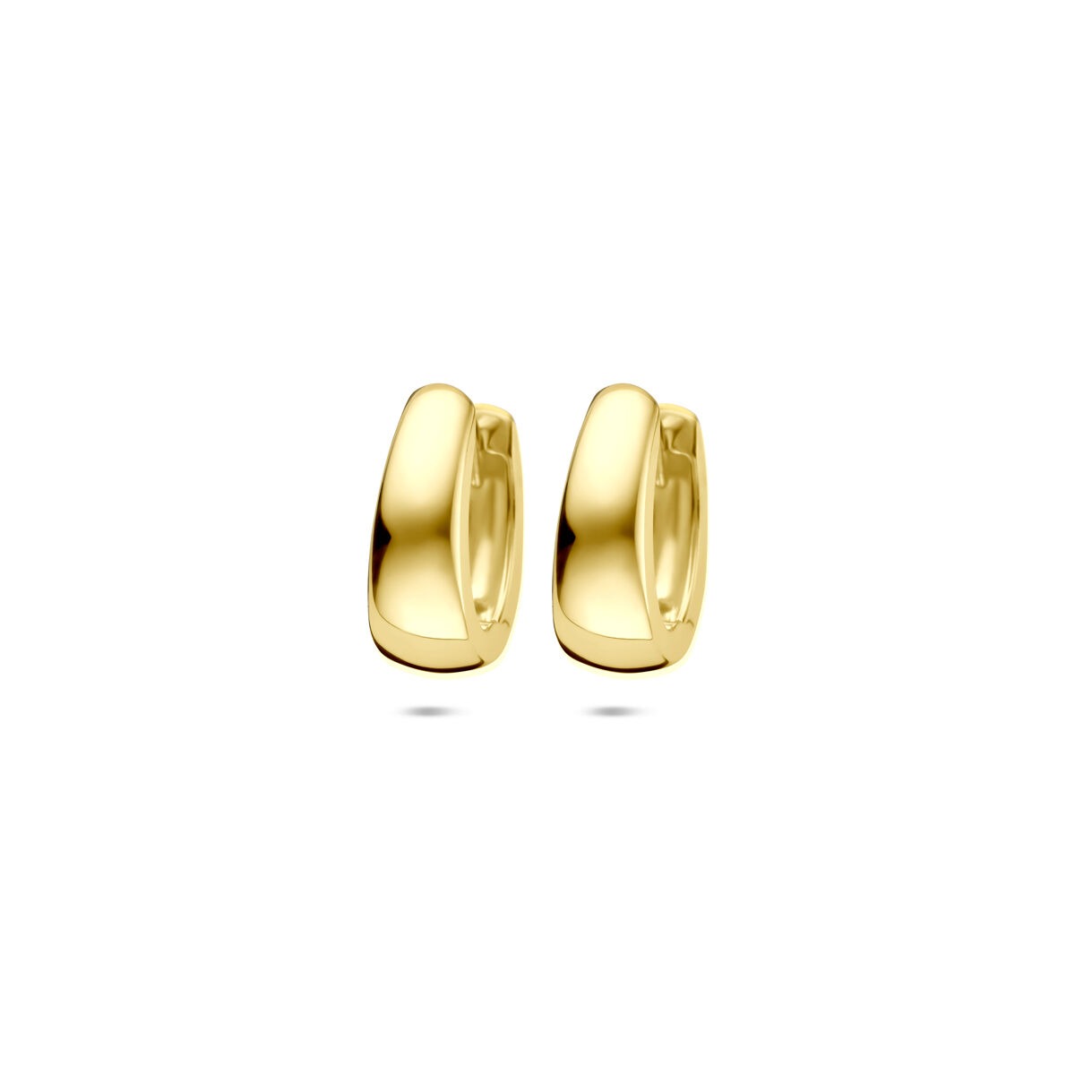 Orecchini alla creola in oro giallo, design compatto e classico con finitura lucida.