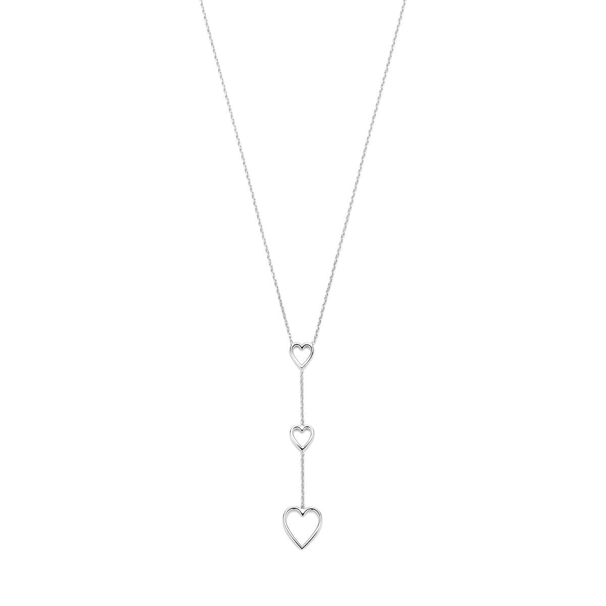 Gerhodineerd 925 zilveren Y-collier met hartjes