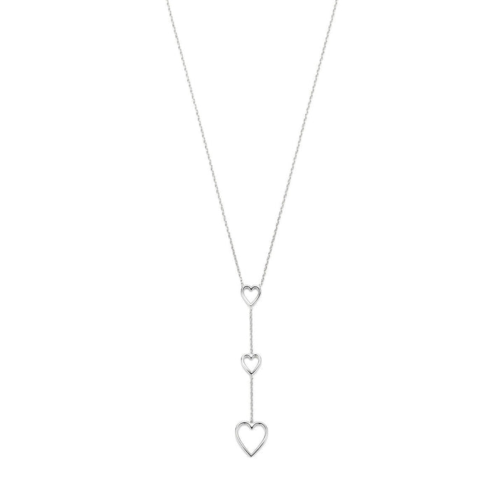 Gerhodineerd 925 zilveren Y-collier met hartjes
